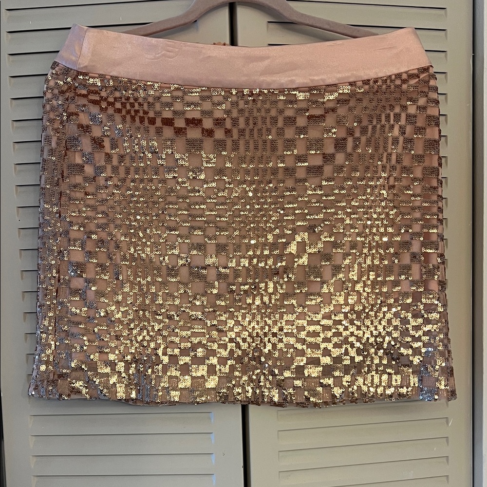 Elegant Pink and Gold Sequin Skirt